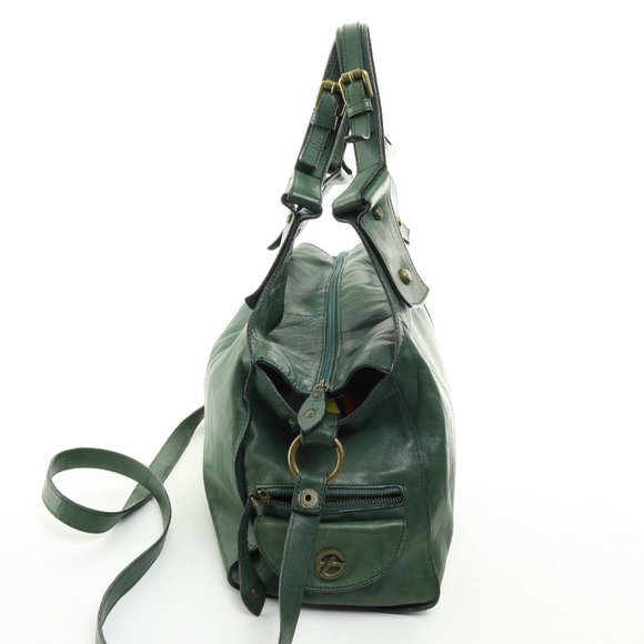 Vintage Francesco Biasia Green Leather Shoulder Bag Purse Crossbody • 16 x 9 x 5 - Picture 2 of 13